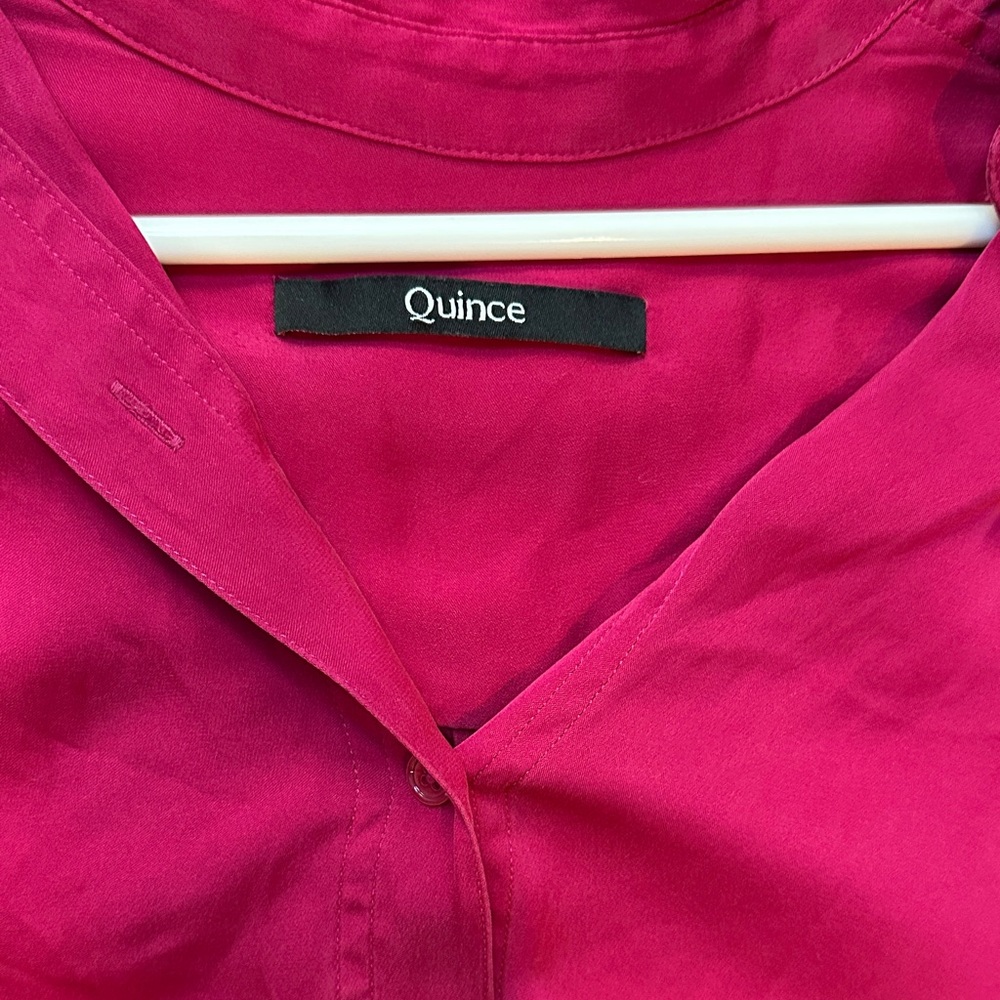 Quince Fuchsia Washable Silk Button-Down Shirt - Picture 4 of 6